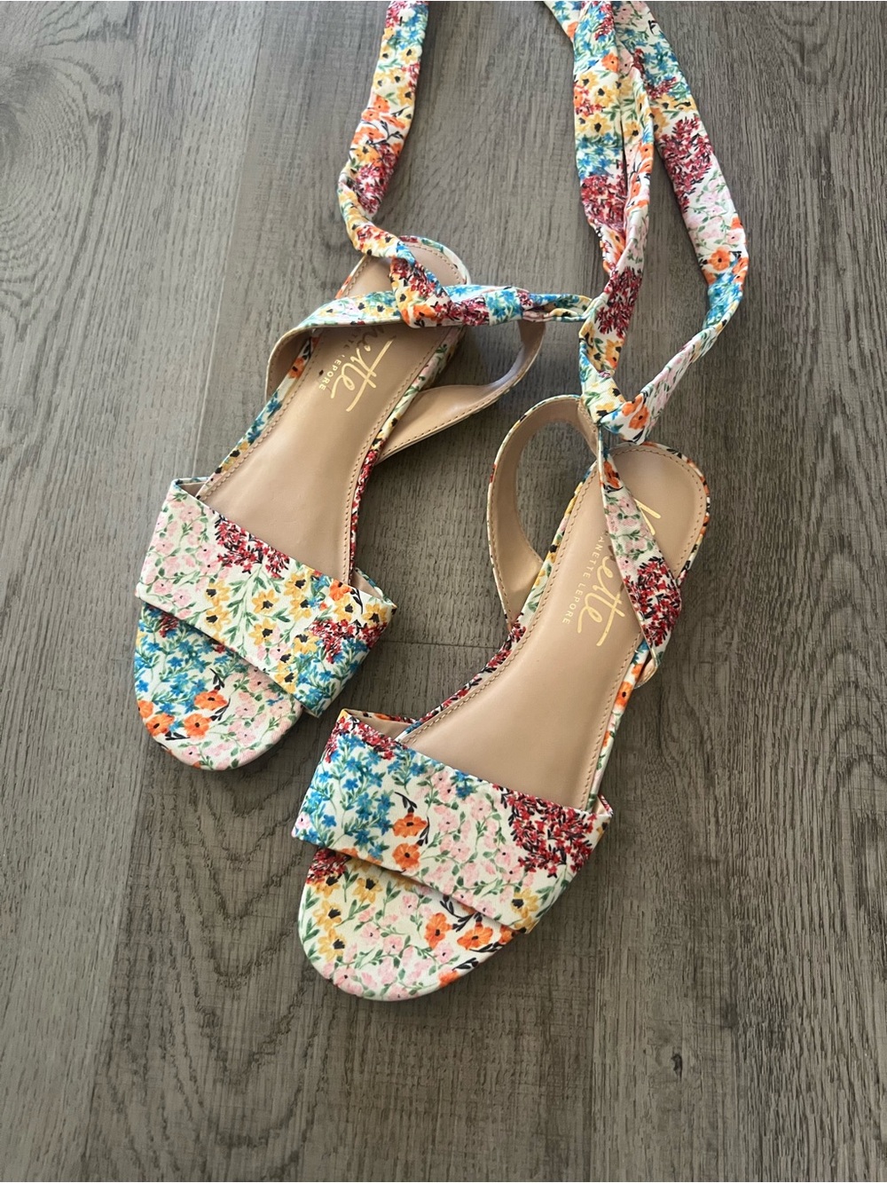 Nanette Lepore Multi Floral Wrap Sandals